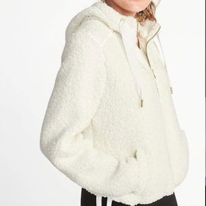 Old Navy - Active! White quarter zip up sherpa hoodie! Has ability to tie!